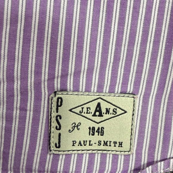 Paul Smith Jeans Mens XL Slim fit Purple striped Dress Shirt - Picture 3 of 8